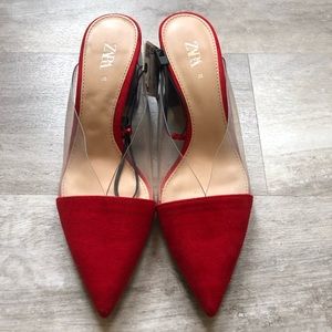 Zara heeled vinyl mule - Size 38 (7.5 US)